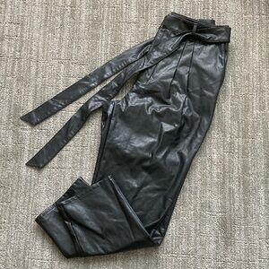 Express High Rise Faux Leather Pants w/ Pockets and Removable Belt